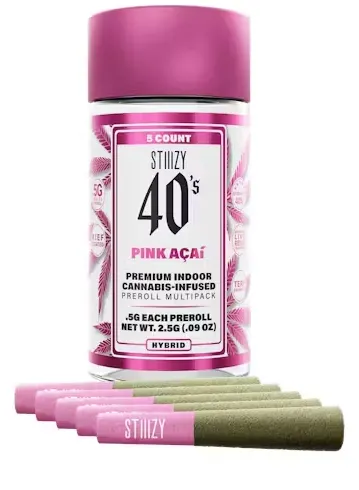 Pink Acai 40's Infused Pre-Roll 0.5g 5-pack | 2.5g | The Phinest Buds
