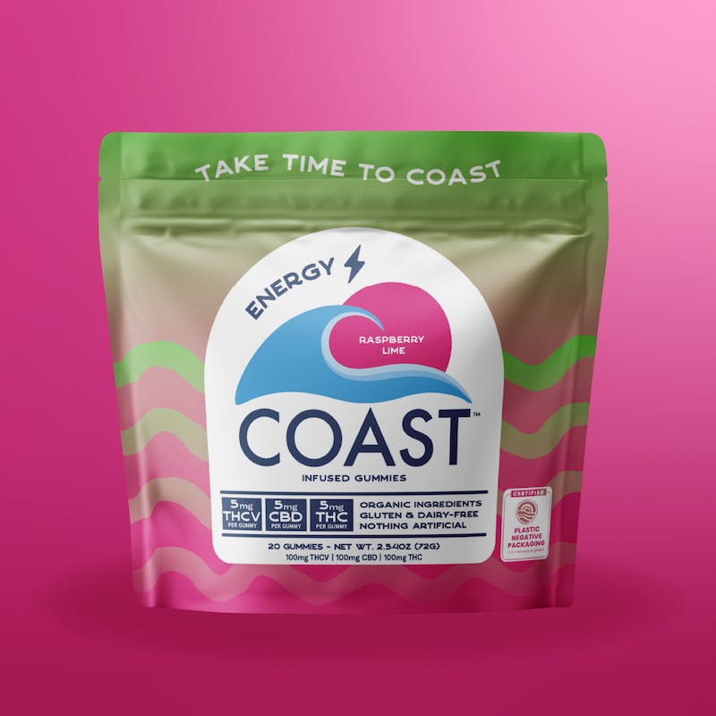 Product Coast Cannabis Co. - Raspberry Lime (Energy) 5:5:5 Gummies (100mg 20pk)