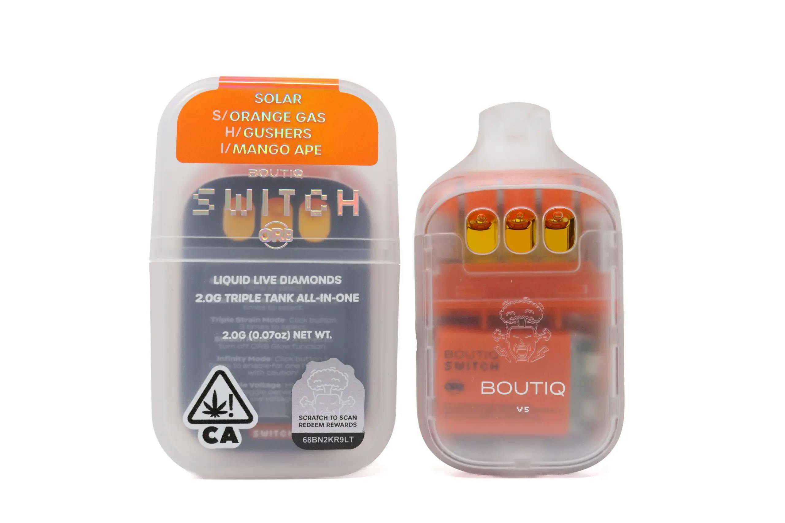 Boutiq - 2g Liquid Live Diamonds Disposable - Orange Gas x Gushers x Mango Ape