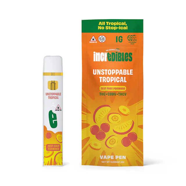 Incredibles Disposable Unstoppable Tropical 14 THC : 1 THCv : 1 CBDv 1g (sativa, disposables)