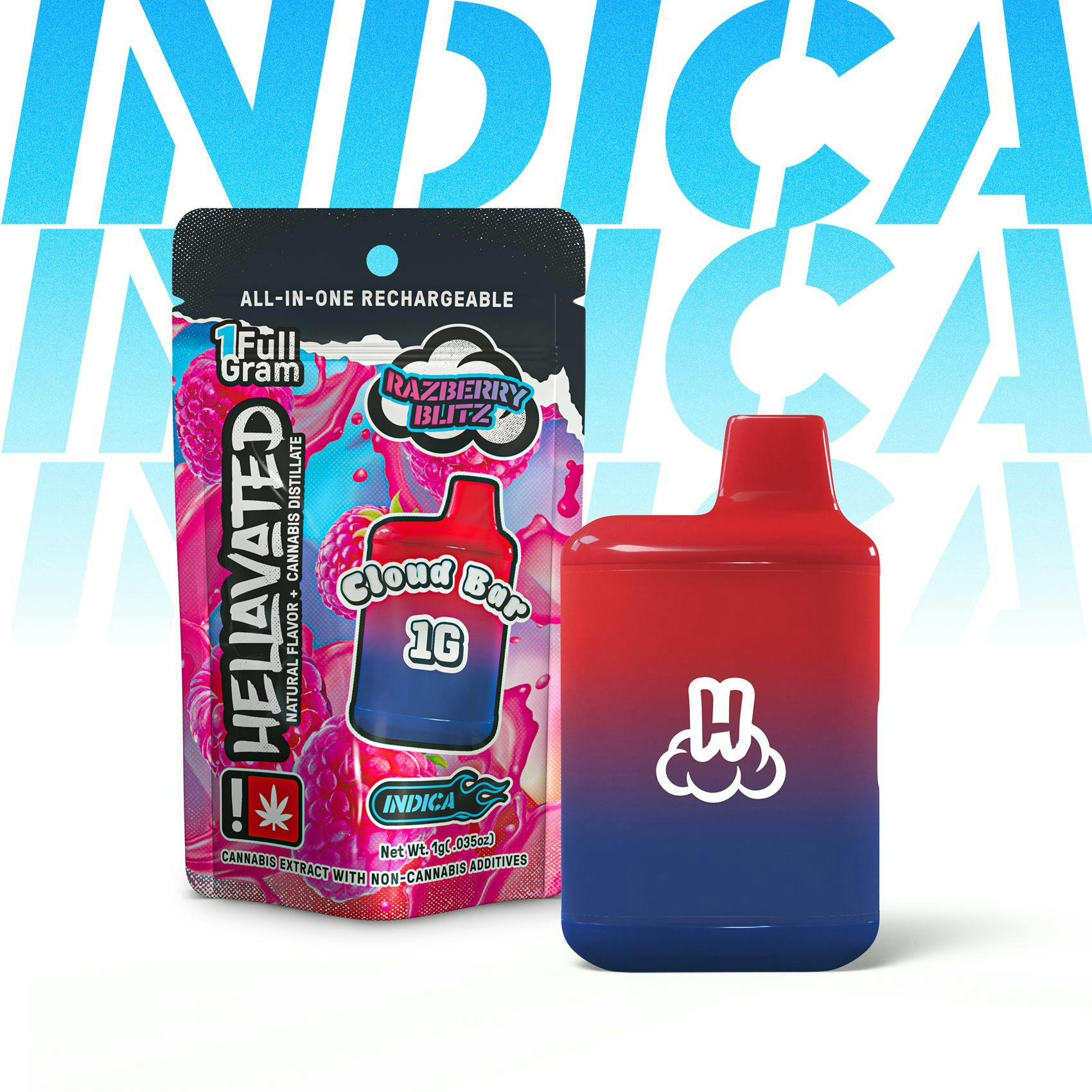 Shop Hellavated Razberry Blitz Disposable Cloud Bar Vape Pen 1g