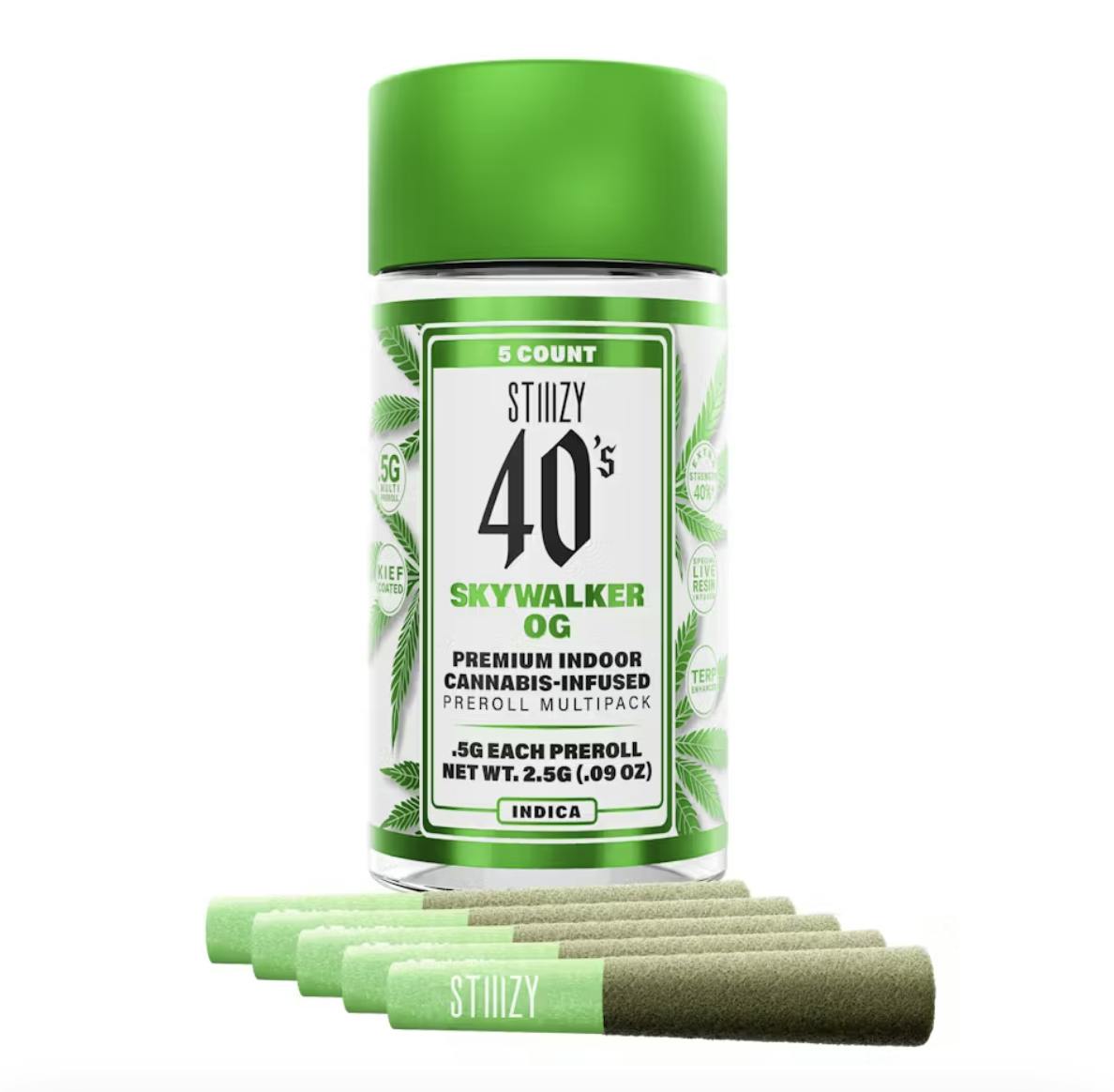STIIIZY 40's Skywalker OG Premium Indoor 5pk 2.5g Infused Pre-Rolls