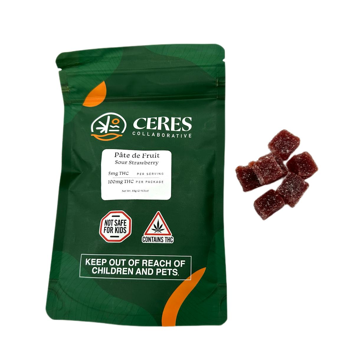 Image of Sour Strawberry | 100mg THC Pate de Fruits