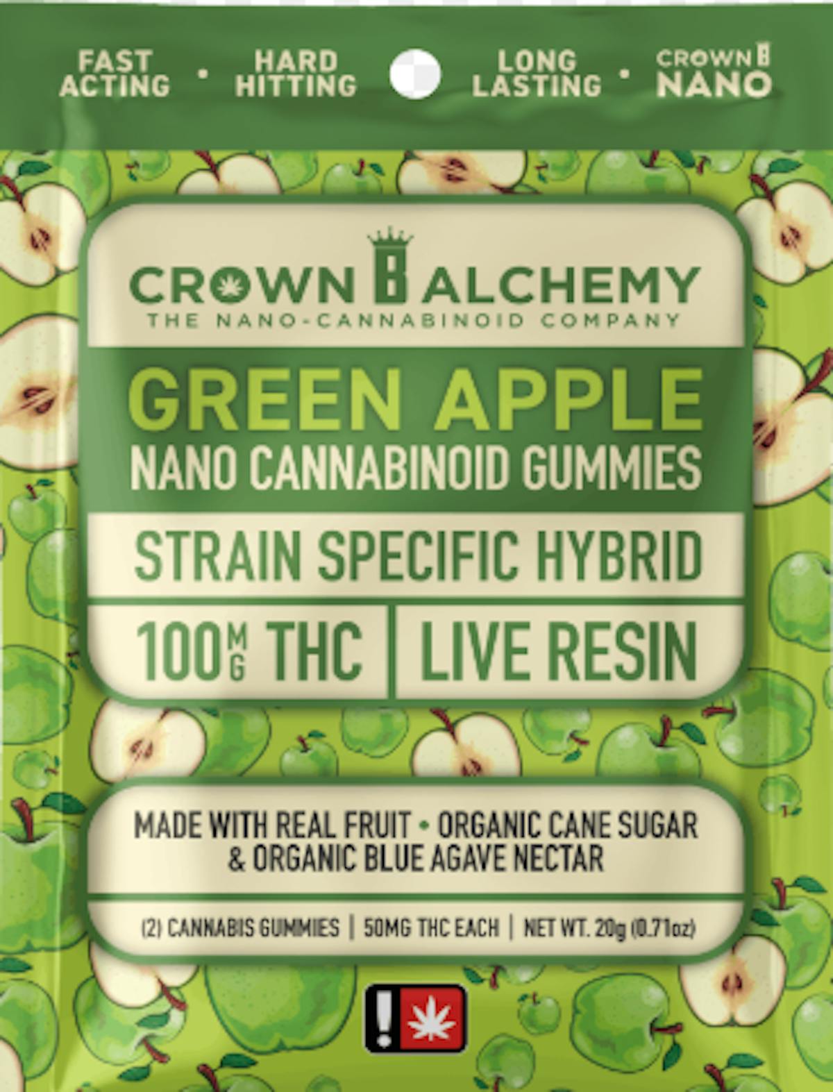Photo of Green Apple Live Resin Gummy 100mg 2pc Crown B Alchemy