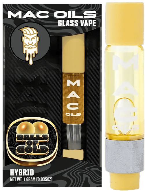 Product: Mac Pharms | Ballz Of Gold | Mac Oils Vape Cart | 1g | Hybrid