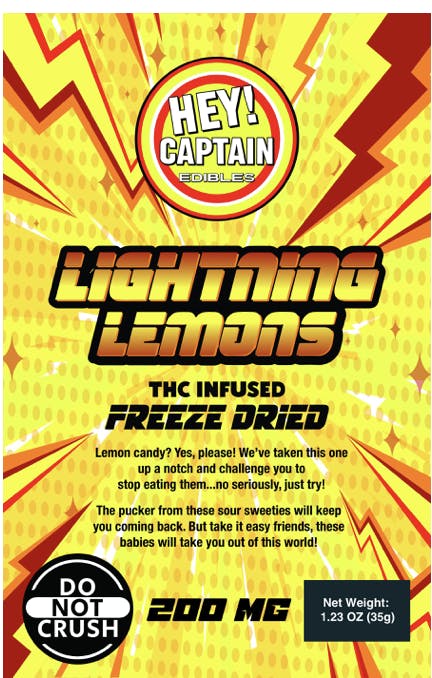 Product: Hey Captain | Freeze Dried Candy - 200mg - Lightning Lemons (Lemonheads)