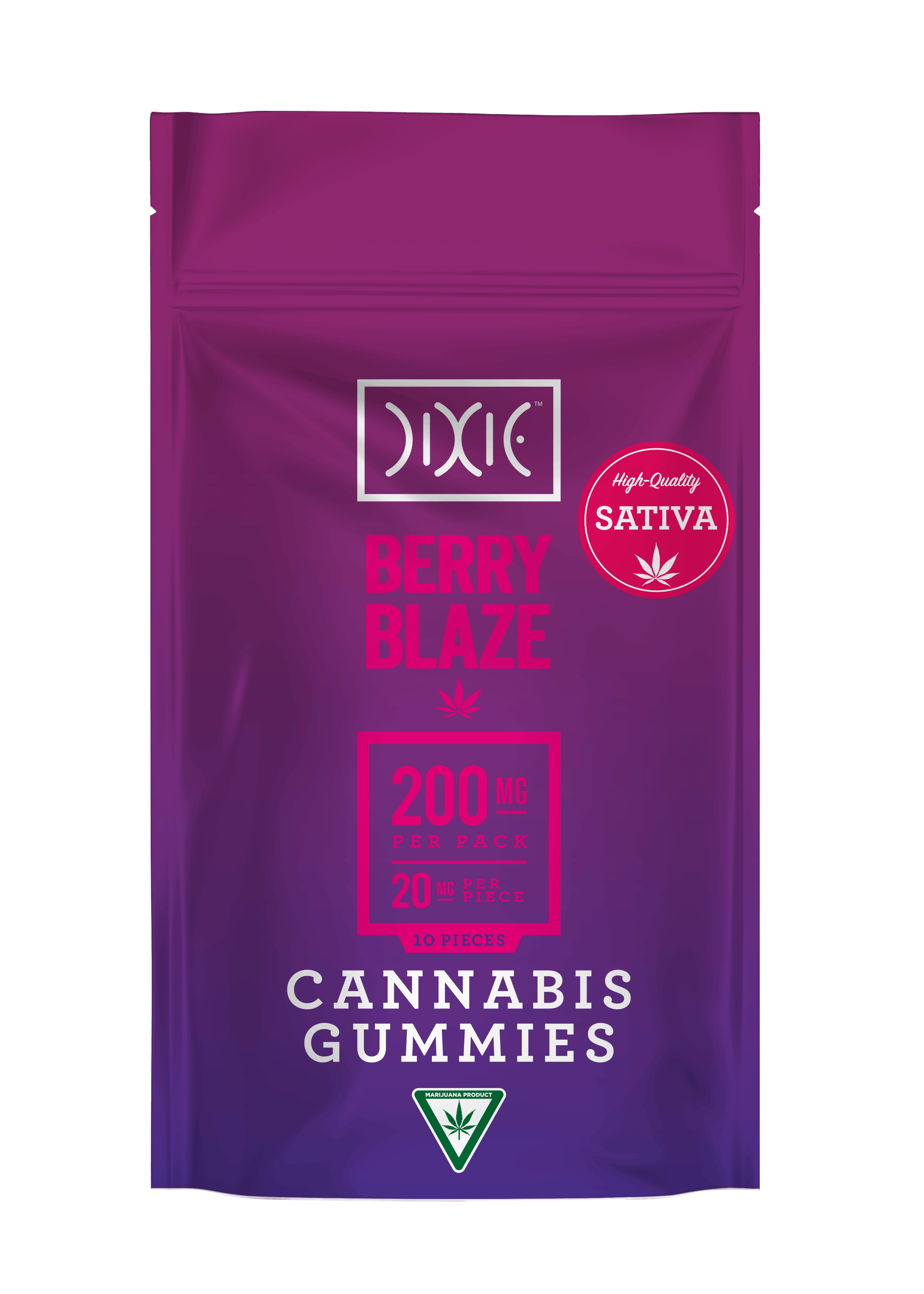 Dixie Berry Blaze Gummies 10 Piece 200mg Edibles New Standard