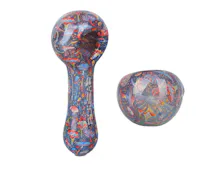 Product Pulsar - Glass Spoon Pipe Neon Shrooms 5"