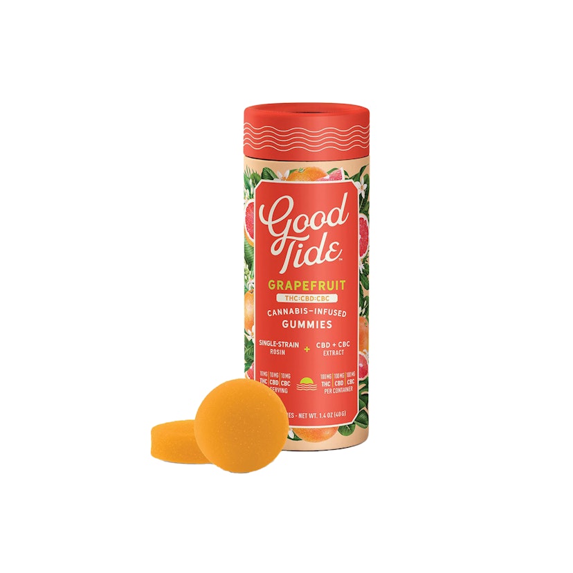 WYLD Edibles: Good Tide Hash Rosin 1:1:1 CBD/CBC Blissful Grapefruit Gummies 100mg