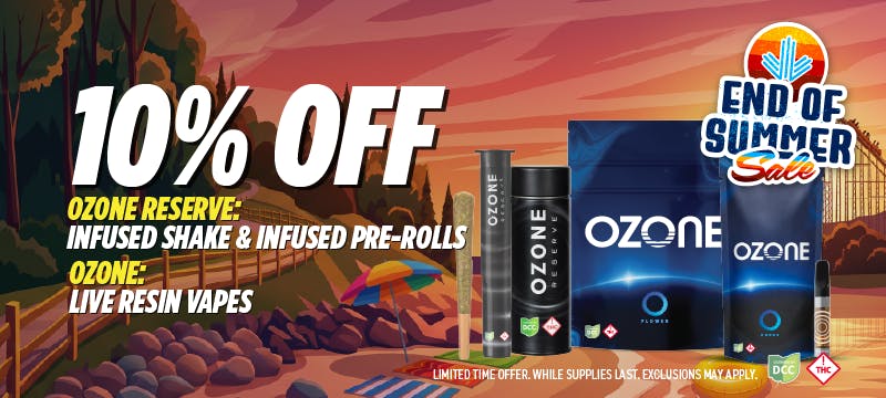 10% off Ozone LR Vapes & Ozone Reserve Infused products