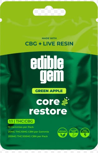 Edible Gem - Green Apple 1:1 THC/CBG - 200mg Live Resin Gummy