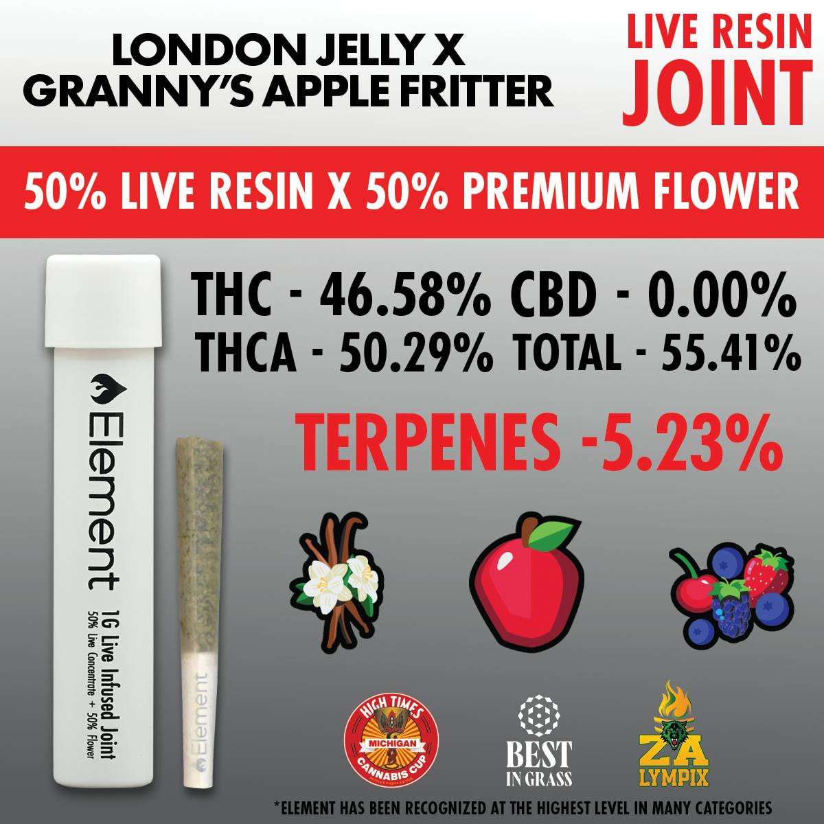 Element x Bud Hub - 1g Live Resin Joint - London Jelly X Granny's Apple Fritter