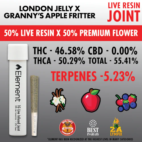 Element x Bud Hub - 1g Live Resin Joint - London Jelly X Granny's Apple Fritter