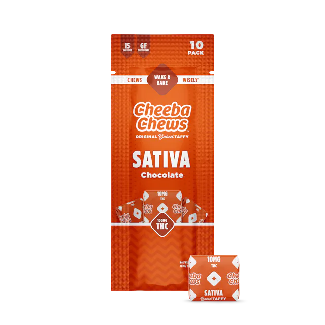 Cheeba Chews Chocolate Taffy Sativa 10pk/100mg (chocolates, 2.8g)