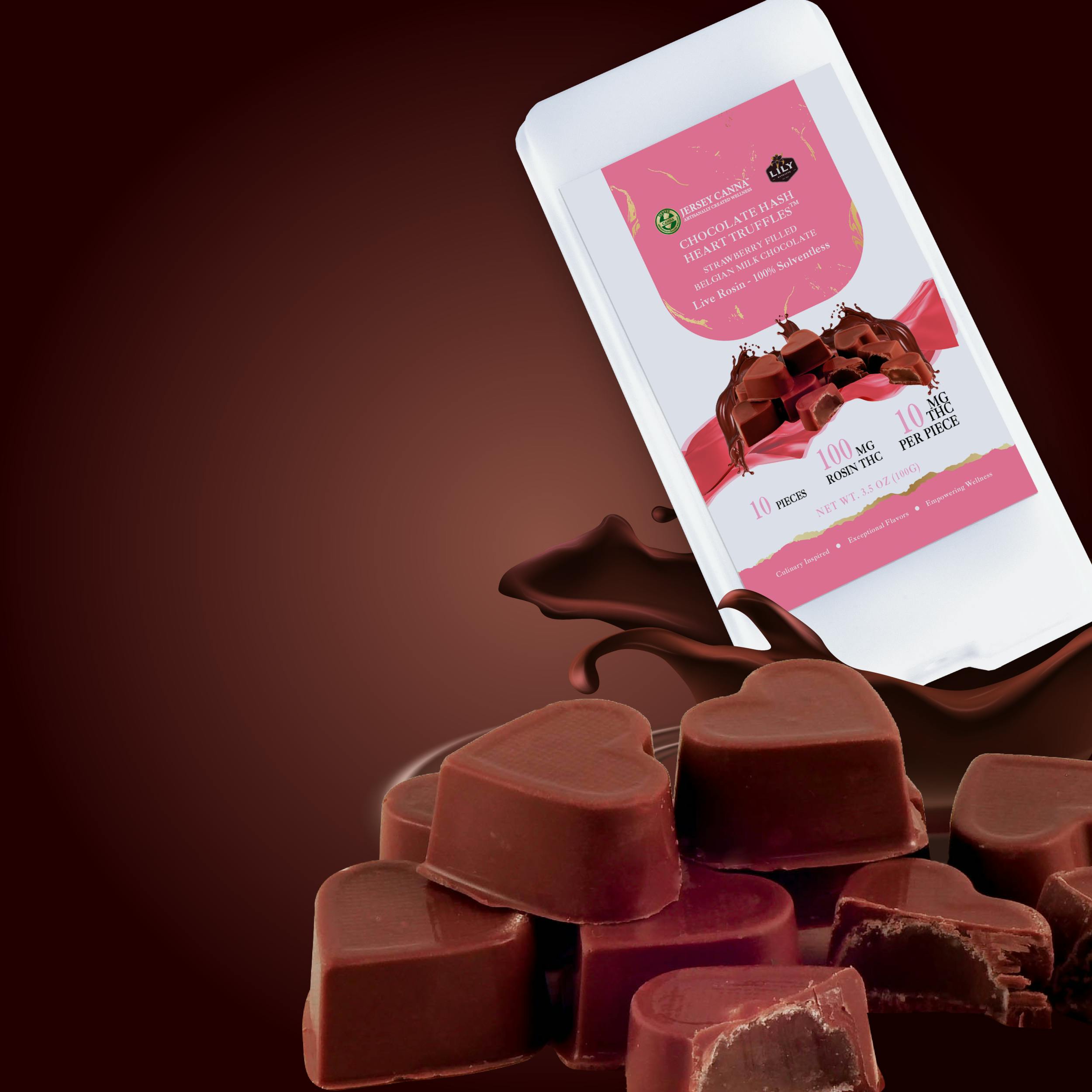 Photo of Inclusion Gourmet l Live Rosin Milk Chocolate Hash Heart Truffle l 10 Pieces l 100mg