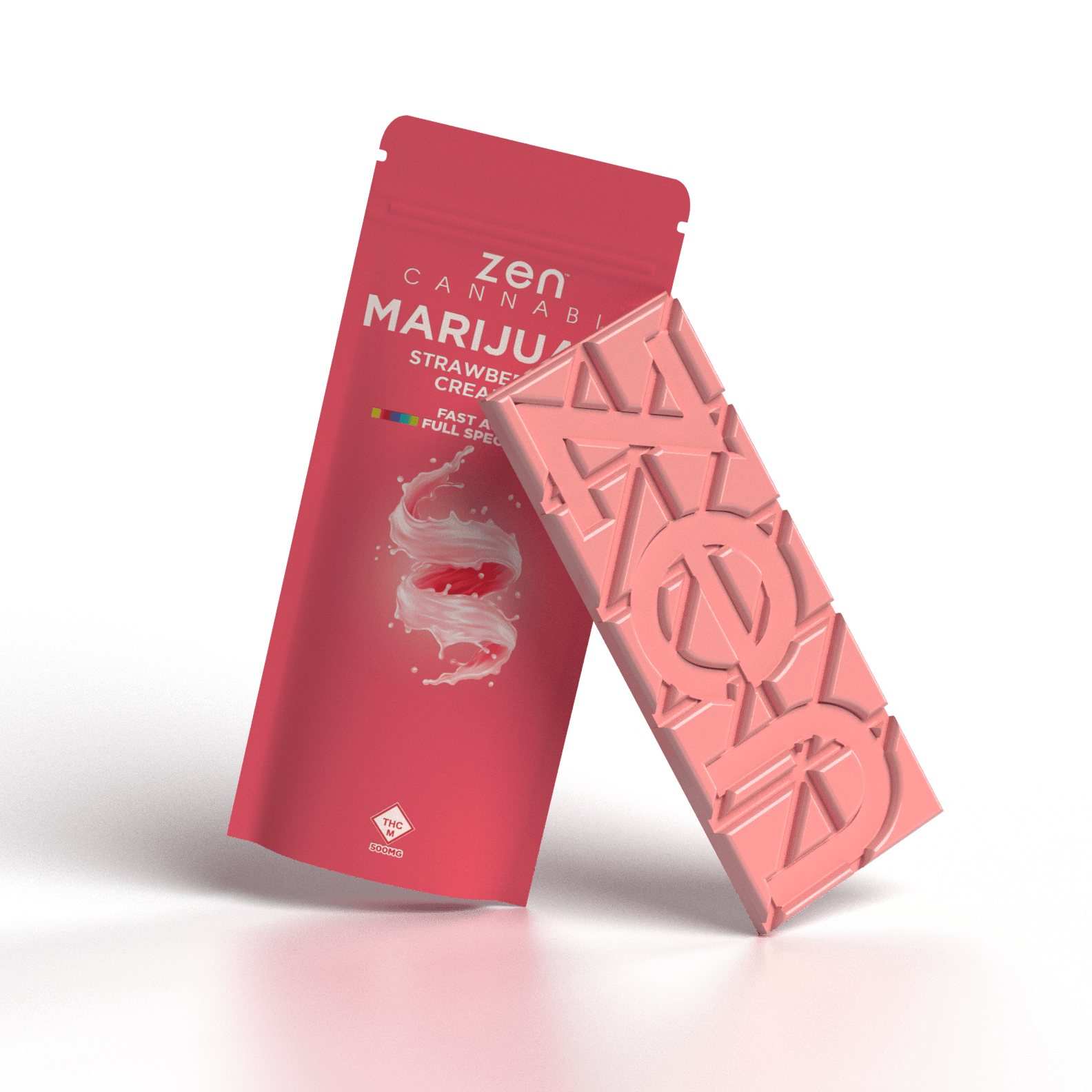 Zen | White Chocolate Bar | Strawberries & Cream 500mg | Flora