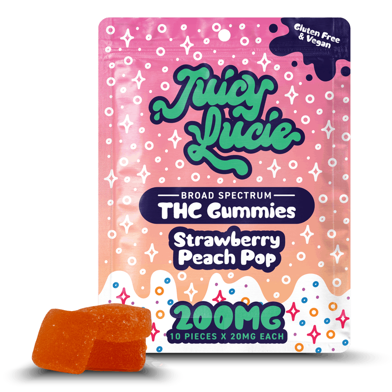 Product: Juicy Lucie | Gummies - Strawberry Peach Pop - 200mg