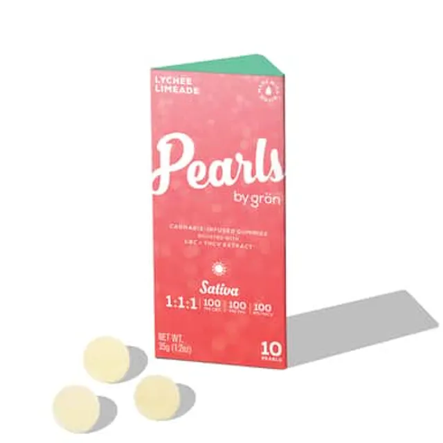 Grön Pearls Lychee Limeade 1 CBC : 1 THC : 1 THCv 10pk/100mg (sativa, gummies, 2.8g)