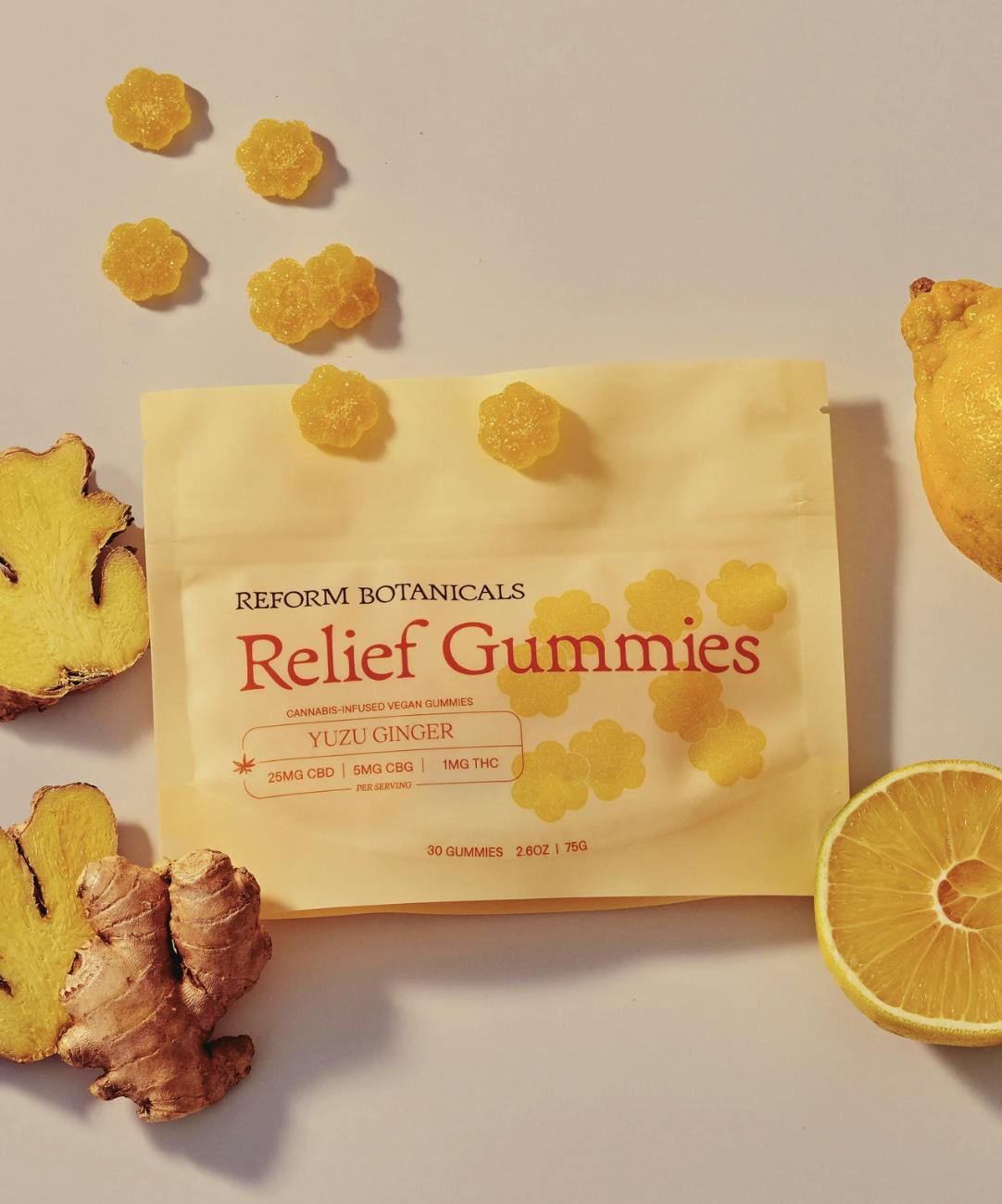 Reform Botanicals-Relief Full Spectrum CBD + CBG Gummies, Yuzu Ginger, 10 Count