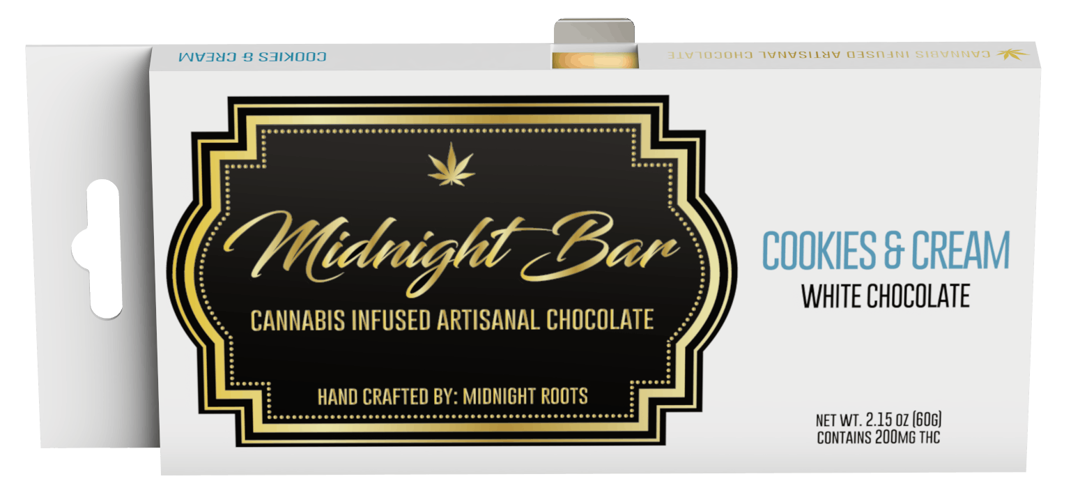 Product: Midnight Roots | Chocolate Bar - 200mg - Cookies & Cream