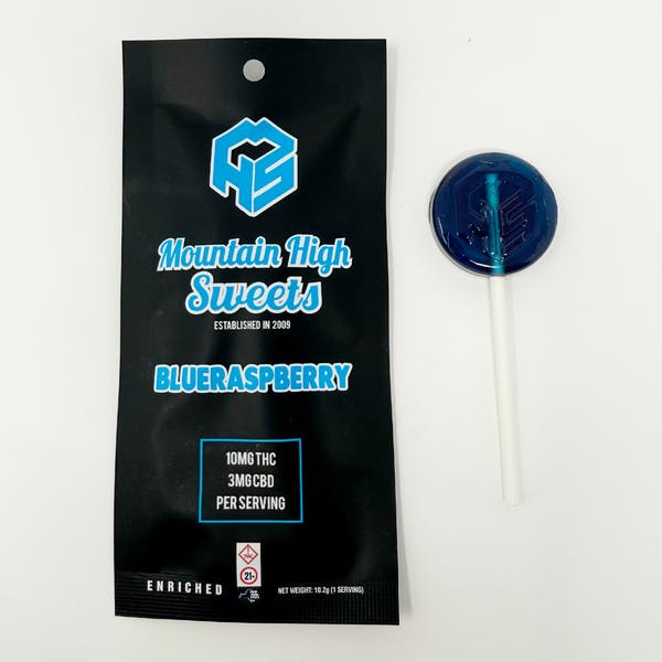 Product Mountain High Sweets - Blue Rasbery Lollipop - 10mg
