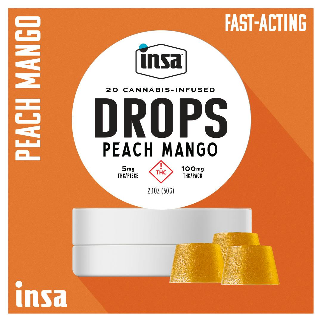 Drops/Chews - Peach Mango - 100mg (20 Chews) | Insa Inc. Jacksonville  Skinner Lake Dr - MED