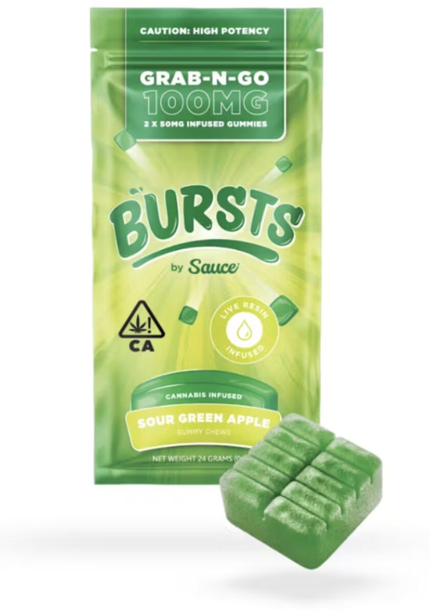Product: SAUCE BURSTS | SOUR GREEN APPLE - LIVE ROSIN GUMMIES | 200MG