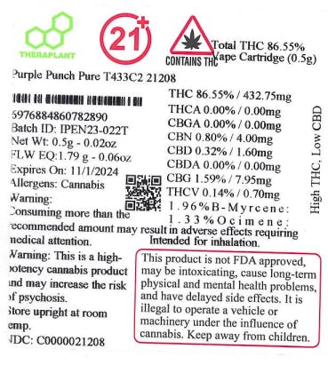 Theraplant Purple Punch Pure T433C2 I Cartridge 21208