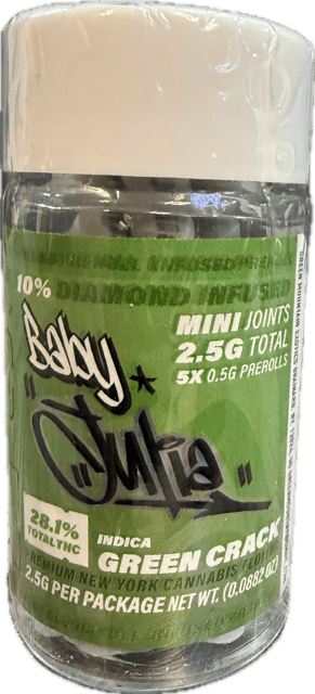 Julia | Infused Preroll | Diamond Infused | Green Crack | .5g | 5 Pack | 2.5g | Indica | THC 28.1% Julia