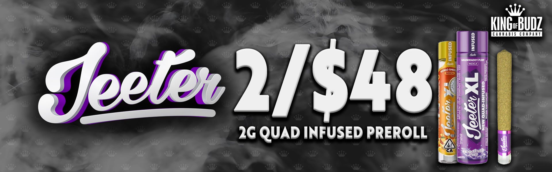 Jeeter - 2g Quad Infused Preroll - 2 for $48