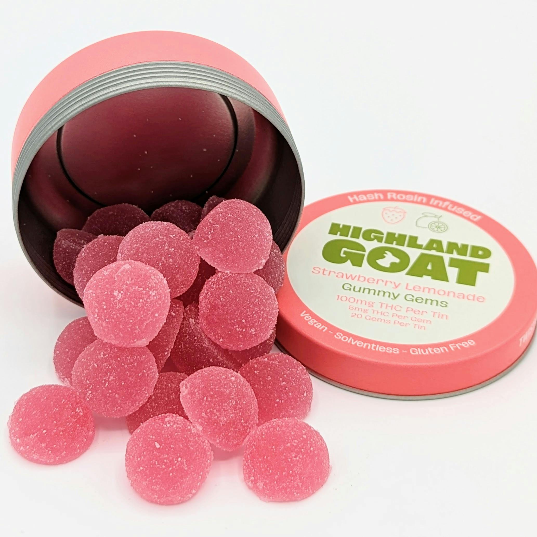 HIghland Goat - Strawberry Lemonade Gummies (Hash Rosin Infused) - 100mg 20pk