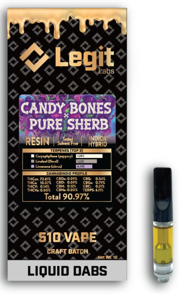Product: Candy Bones x Pure Sherb | 510 Thread | Cured Resin | Legit Labs
