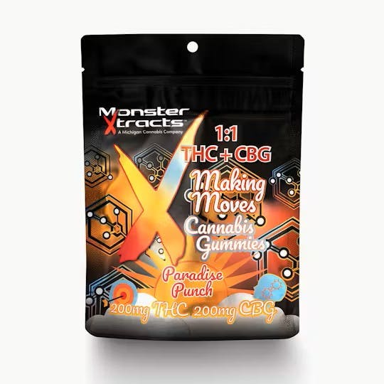 Monster Xtracts MONSTER XTRACTS | PARADISE PUNCH | 200MG THC: 200MG CBG — EDIBLES