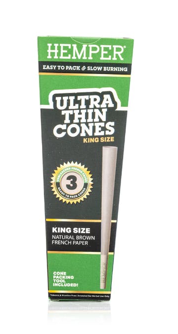 Accessories | Hemper | Paper Cones | Unbleached - French Brown King Size | 3pk