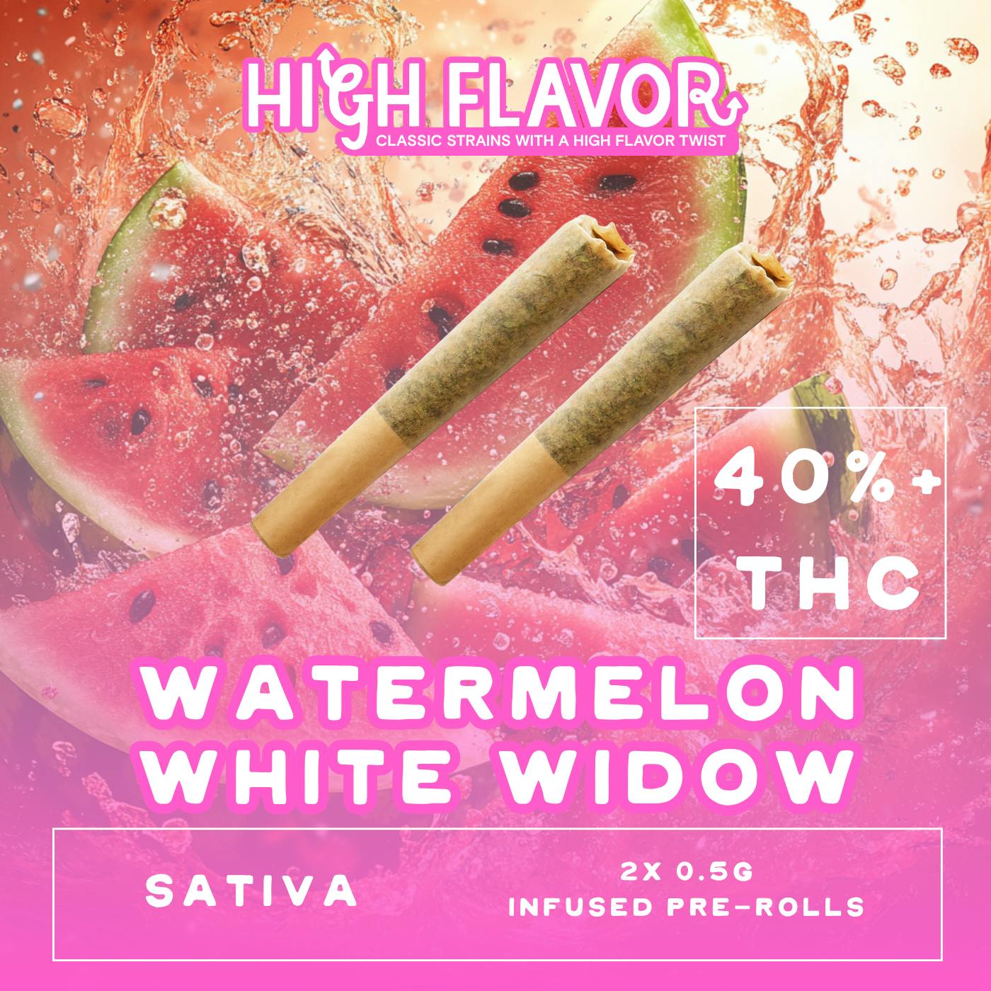 New!!! Watermelon White Widow Infused Pre-Roll I .5G 2 Pack