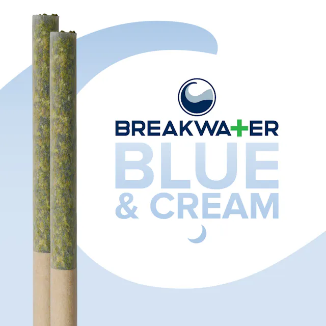 Breakwater Pre-Roll Pack Blue & Cream 2pk/1g (indica, packs)