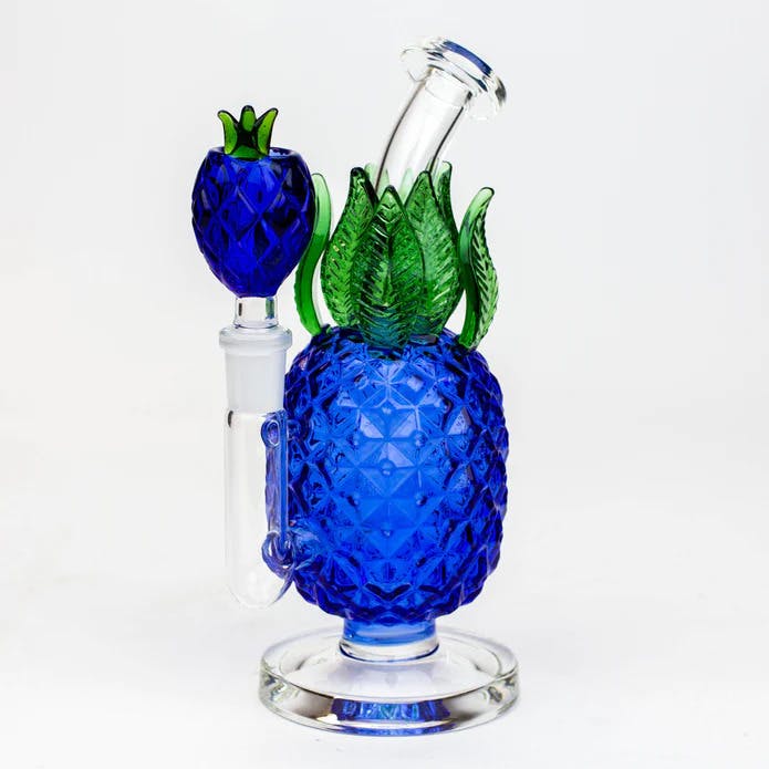 One - 7.5" Pineapple Glass Water Bong - Blue