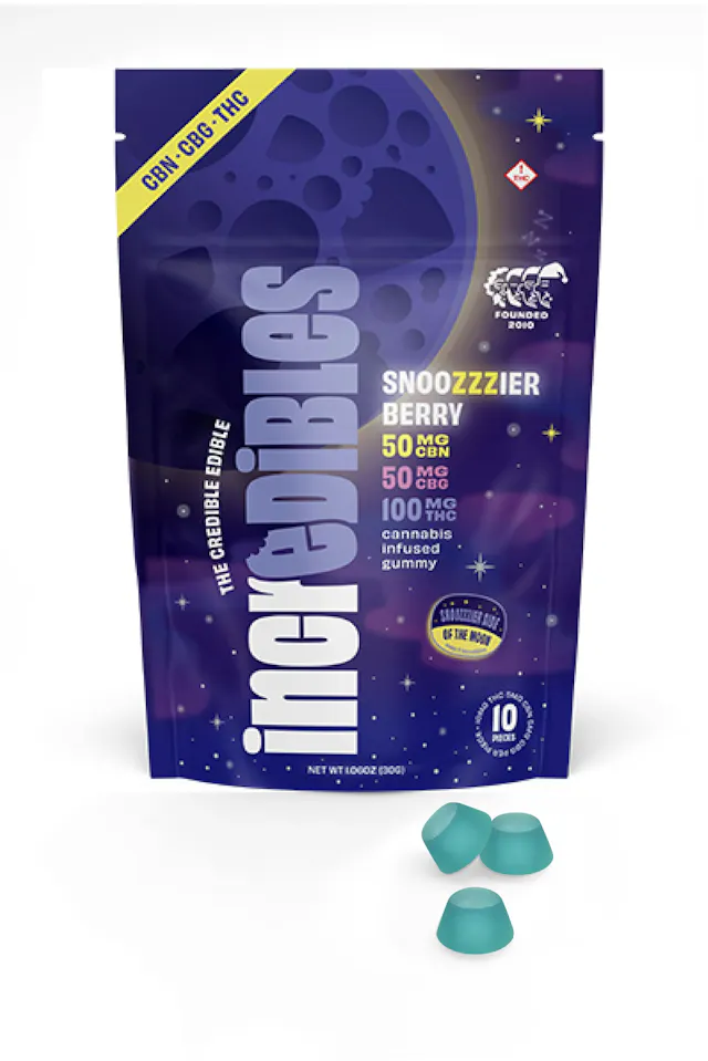 Incredibles Gummies Snoozzzierberry 2 THC : 1 CBN : 1 CBG 10pk/100mg (indica, 2.8g)