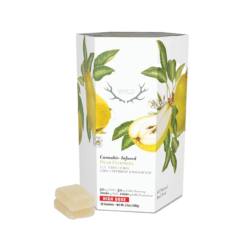WYLD Edibles: 1:1 CBG MED Pear Gummies (H)