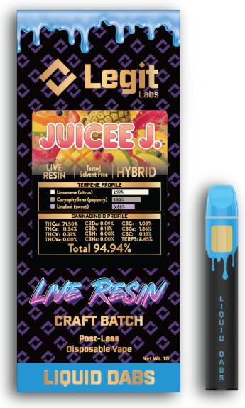Product: Juicee J | Post-Less Disposable | Live Resin | Legit Labs
