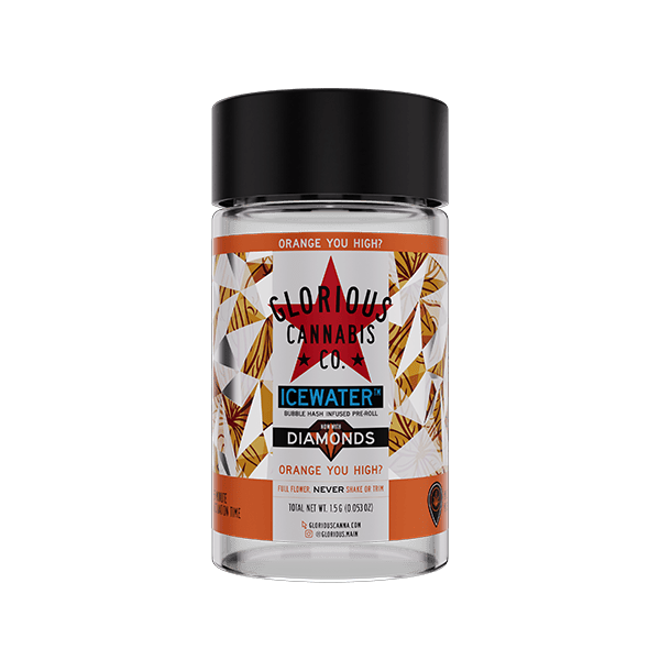 Product: Glorious Cannabis Co. | Orange You High? Bubble Hash with Diamonds Infused Pre-Roll | 3 X .5G