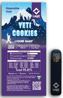 Product: Yeti Cookies | Live Resin Disposable | Legit Labs