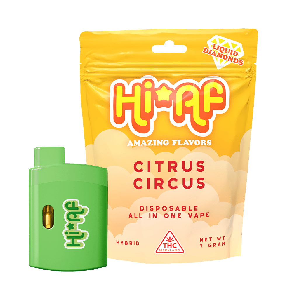 HiAF HiAF | Liquid Diamonds Disposable Vape | Citrus Circus | 1000mg - Star  Buds Cannabis Dispensaries Cannabis Dispensary in NY, MD, MS, IL, OK