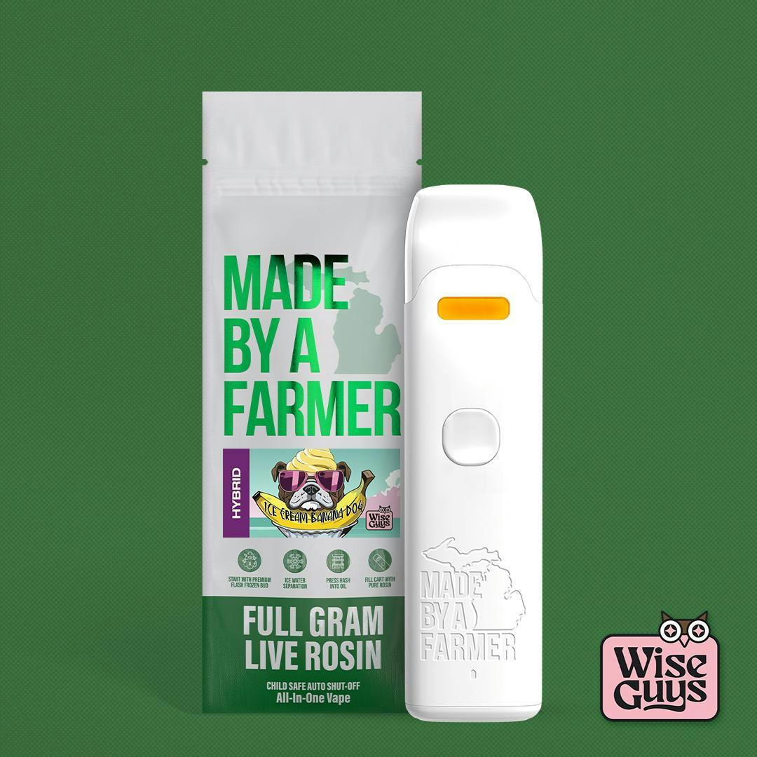 Product: Made by a Farmer | Live Rosin Disposable - 1g - Ice Cream Banana Dog