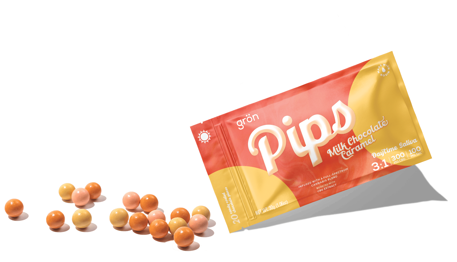 Pips | Milk Chocolate Caramel Pips | Daytime Sativa | 100mg | 20ct