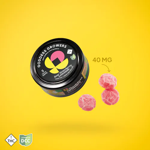 Goddess Growers | Sour Strawberry Lemonade 1:1 Gummies | 5pk | 200mg-1