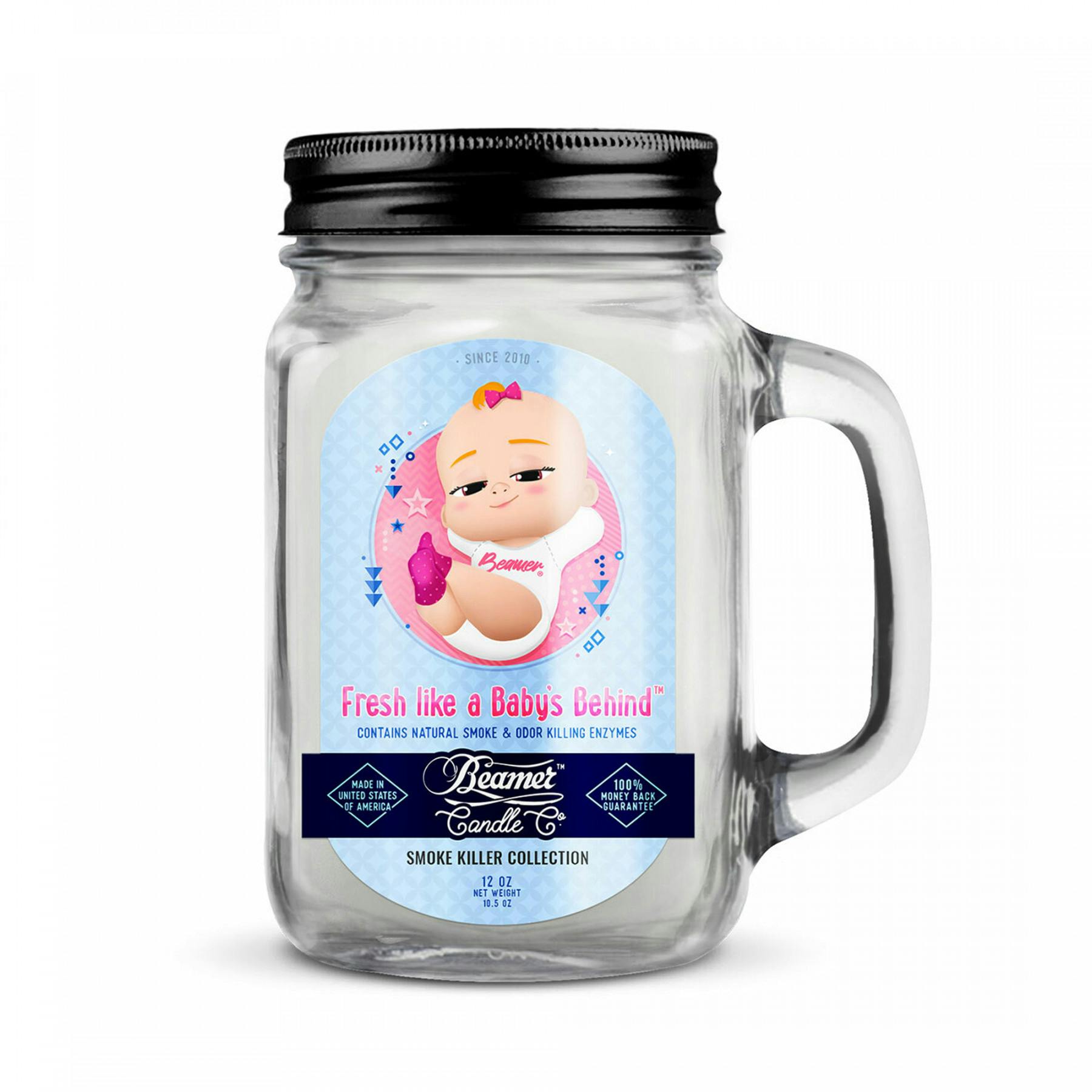 12oz Glass Mason Jar Candle - Fresh Like a Baby's Behind