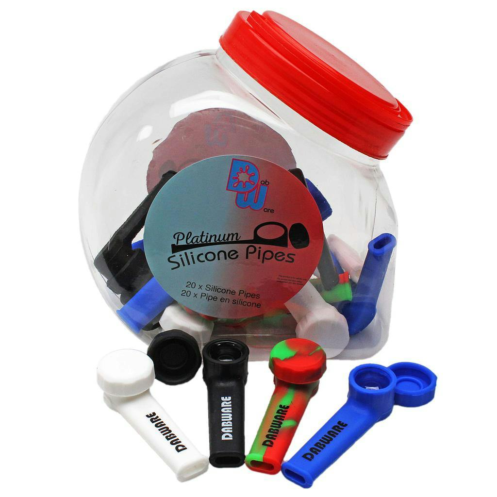 Dabware | Silicone Pipe w/ Glass Bowl & Silicone Lid - Assorted Colours