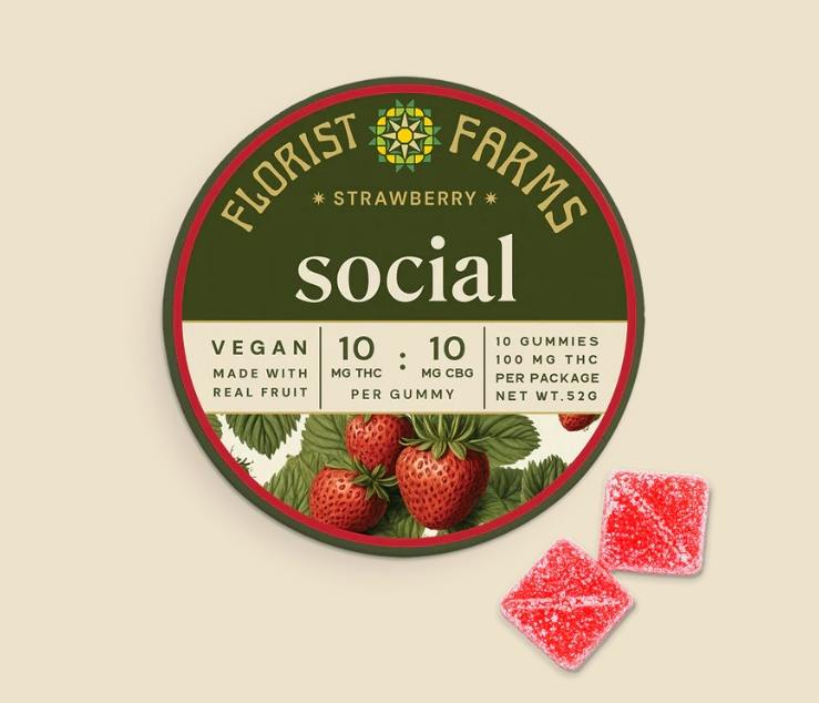 Florist Farms Edible Gummies Strawberry 1:1 (THC:CBG)