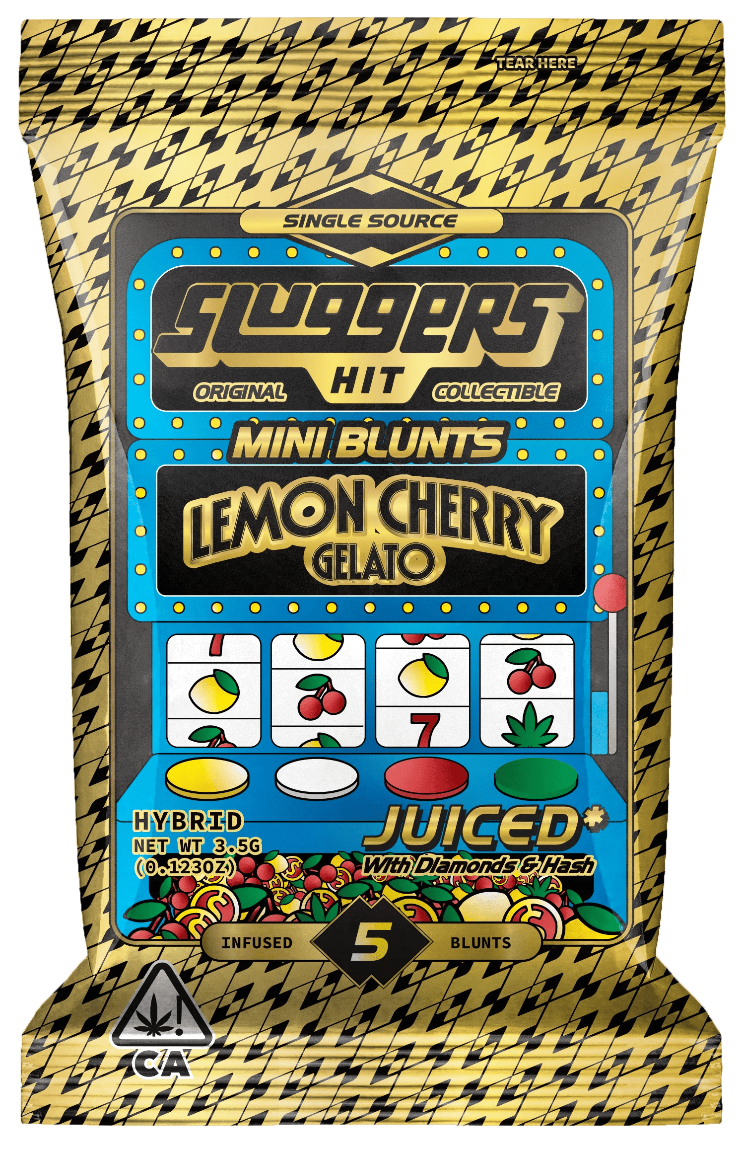 Sluggers Lemon Cherry Gelato 5pk 3.5g Diamond Hash Infused Blunts